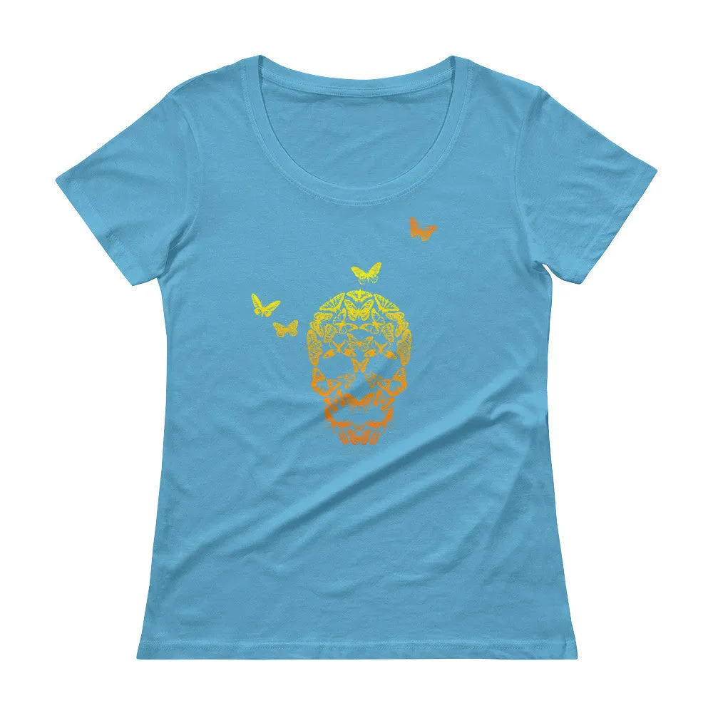 Butterfly Skull Scoop Neck T-Shirt