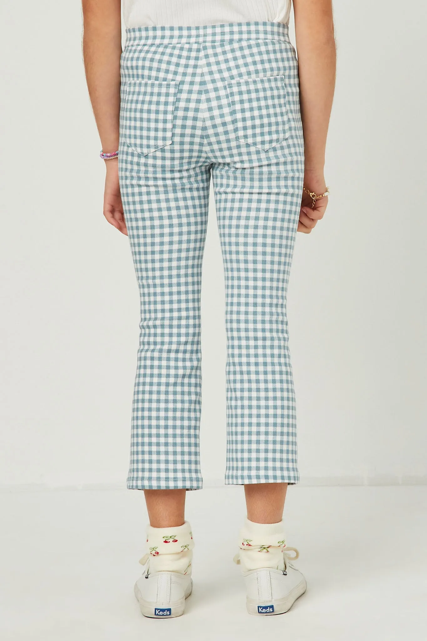 Buttoned Closure Plaid Checkered Pants