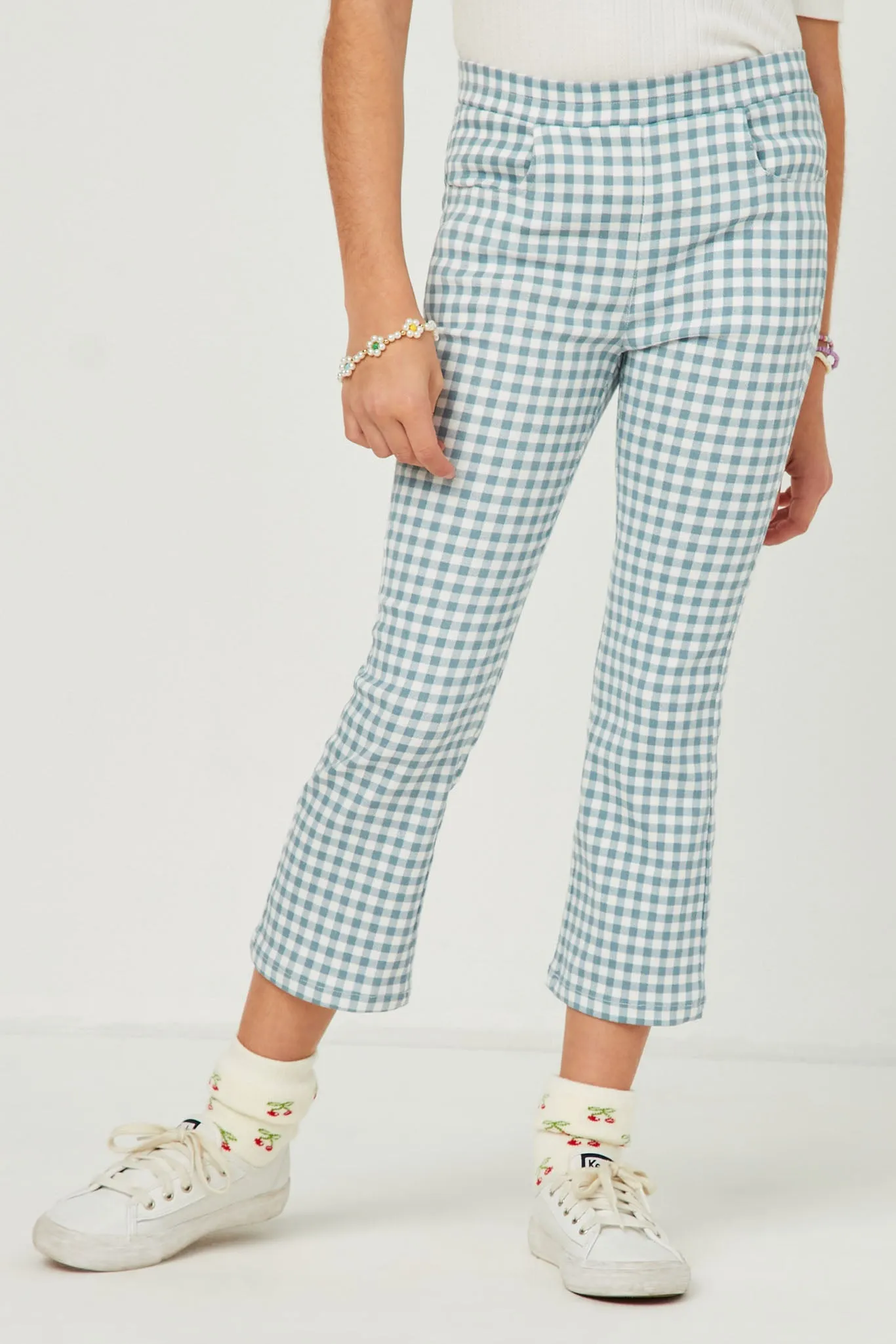 Buttoned Closure Plaid Checkered Pants