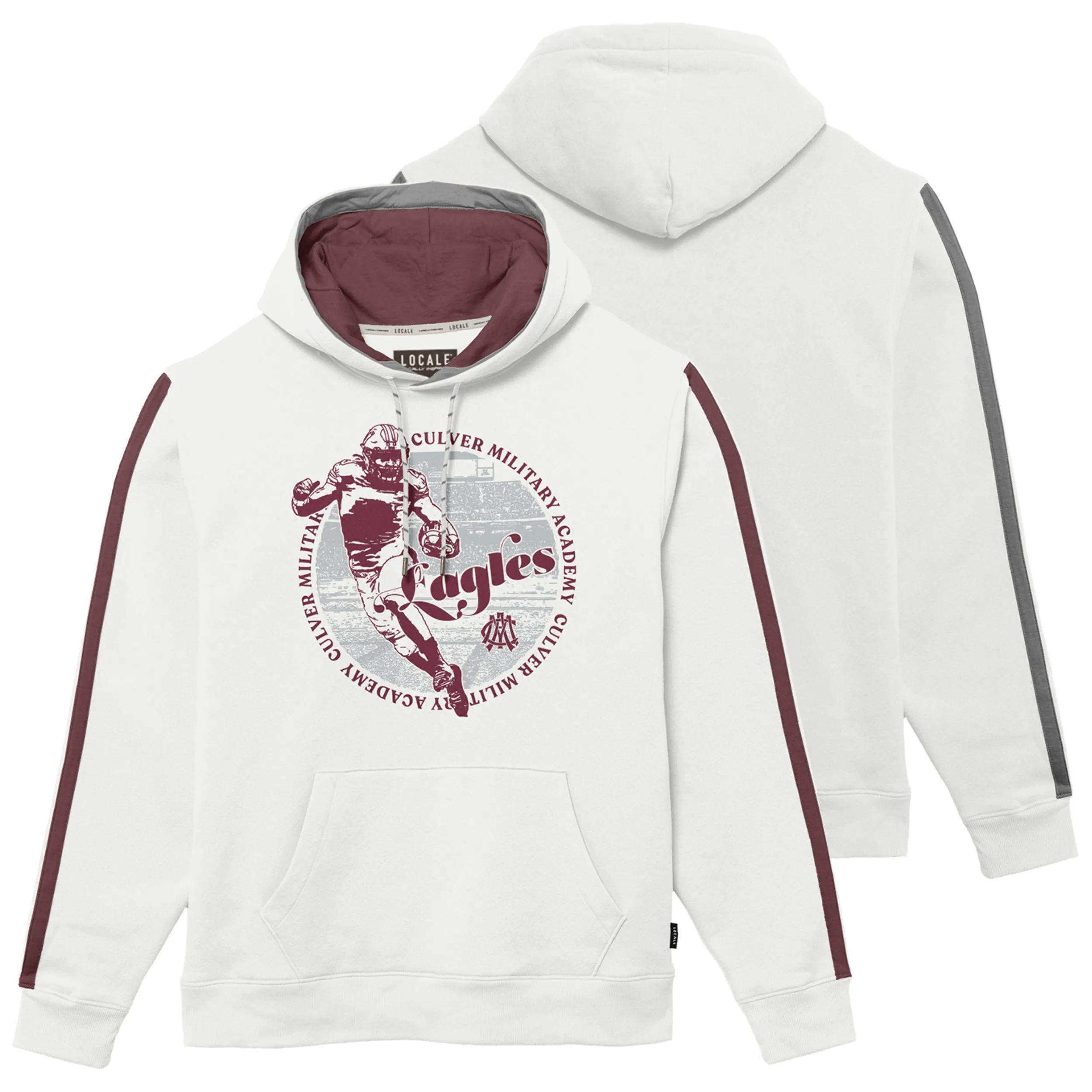 Chaser Striped Football Hood - White / Grey / Maroon