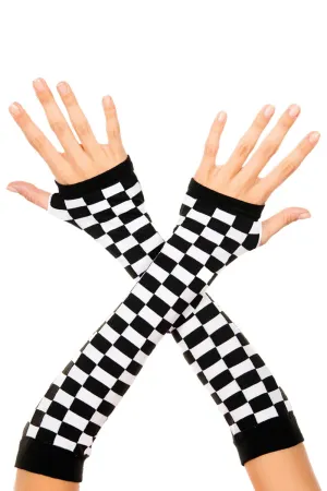 Checkered Racing Flag Arm Warmers Gauntlets