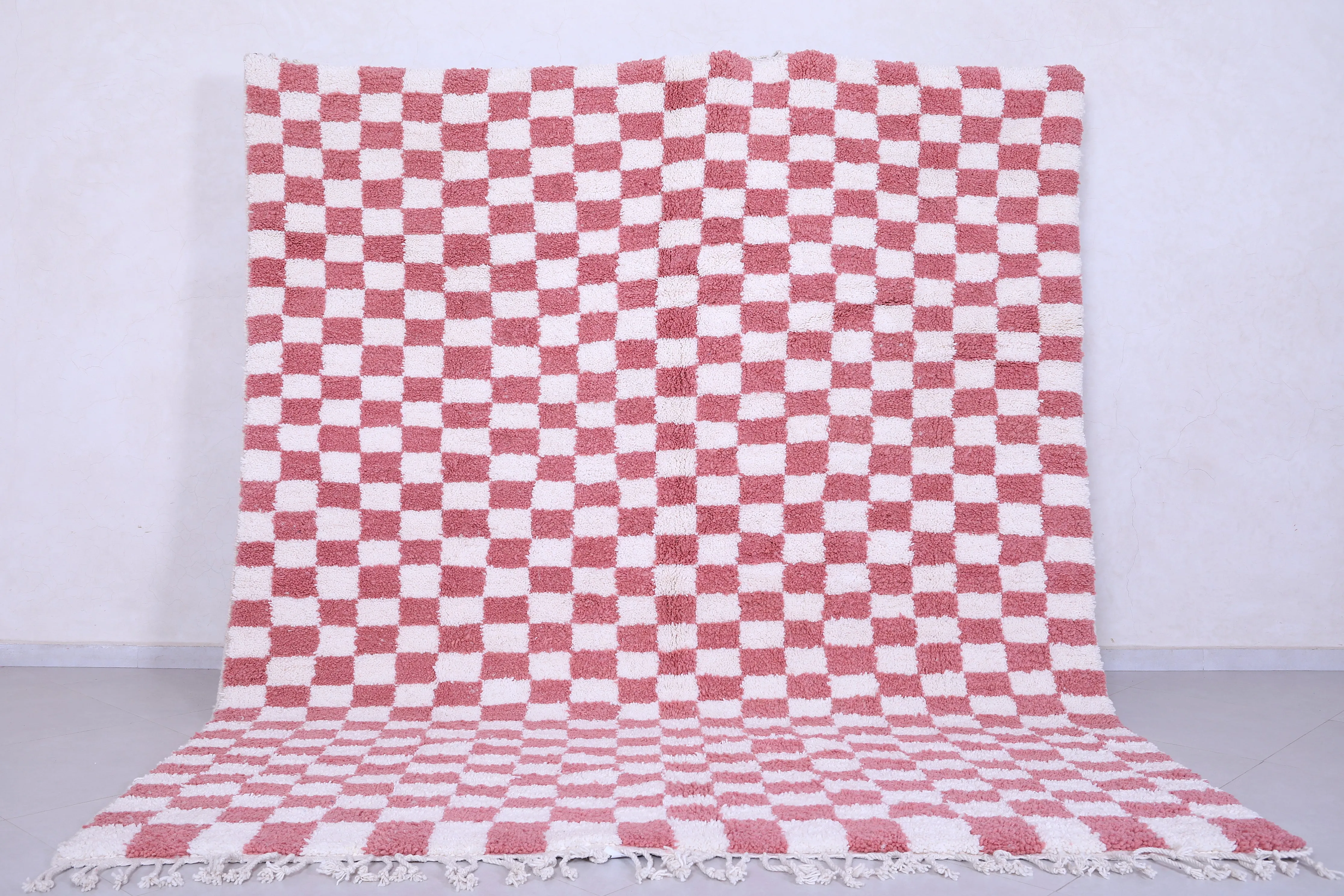 Checkered rug - Handmade Pink and white rug - Moroccan Rug