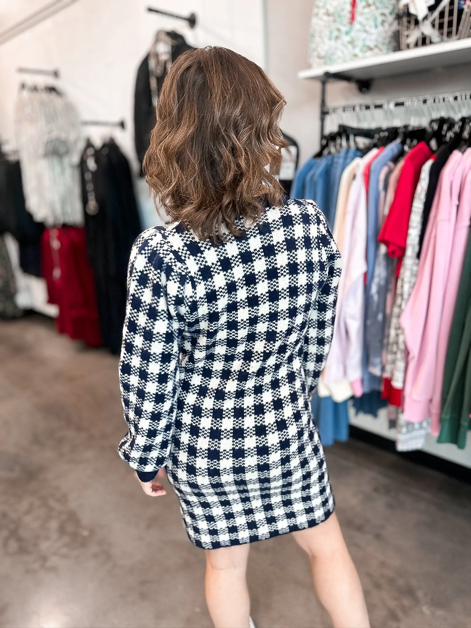 Chelsea Checkered Sweater Dress