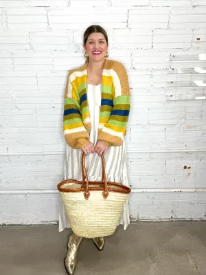 Crazy Circus Balloon Sleeve Striped Cardigan