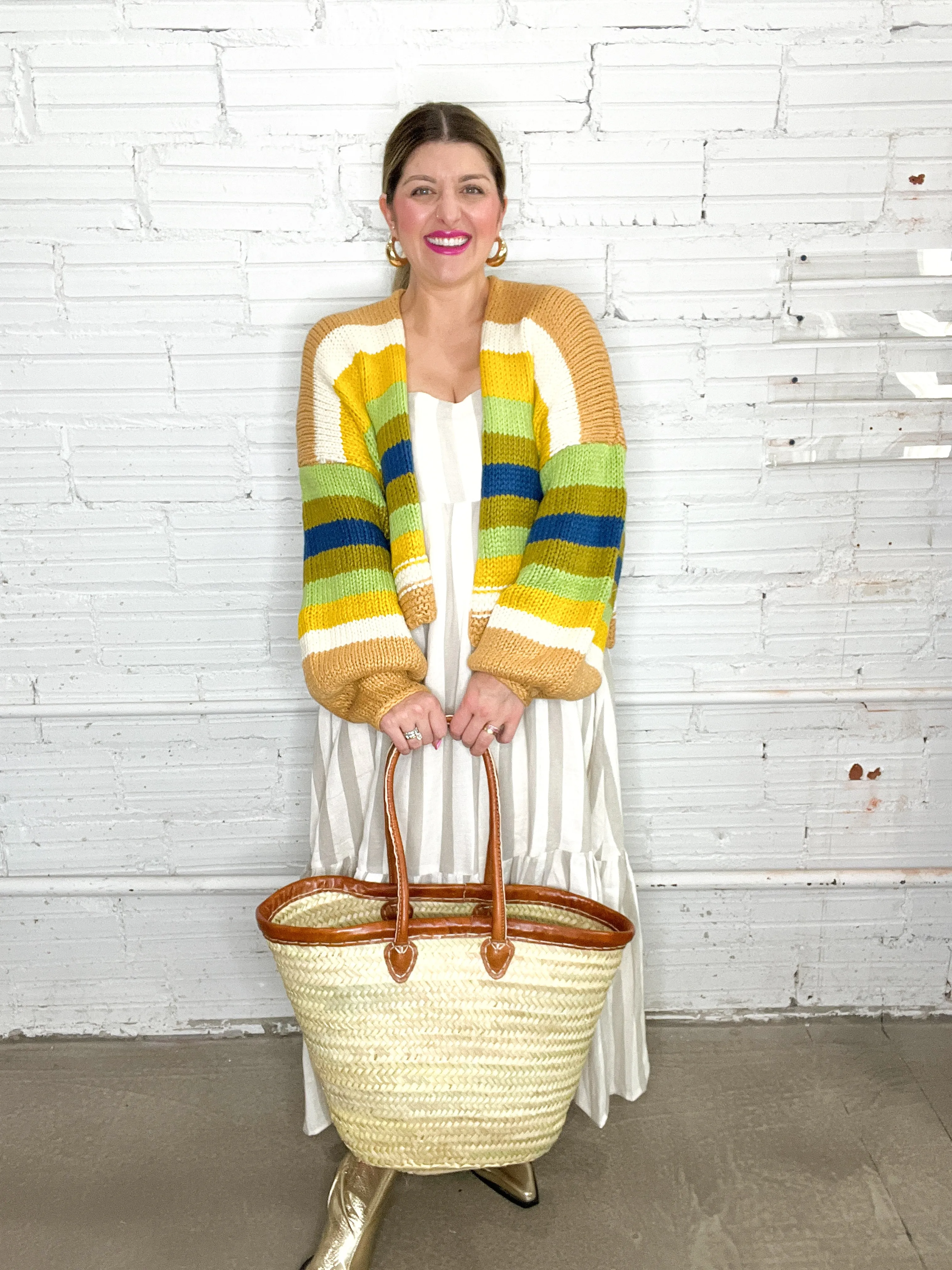 Crazy Circus Balloon Sleeve Striped Cardigan