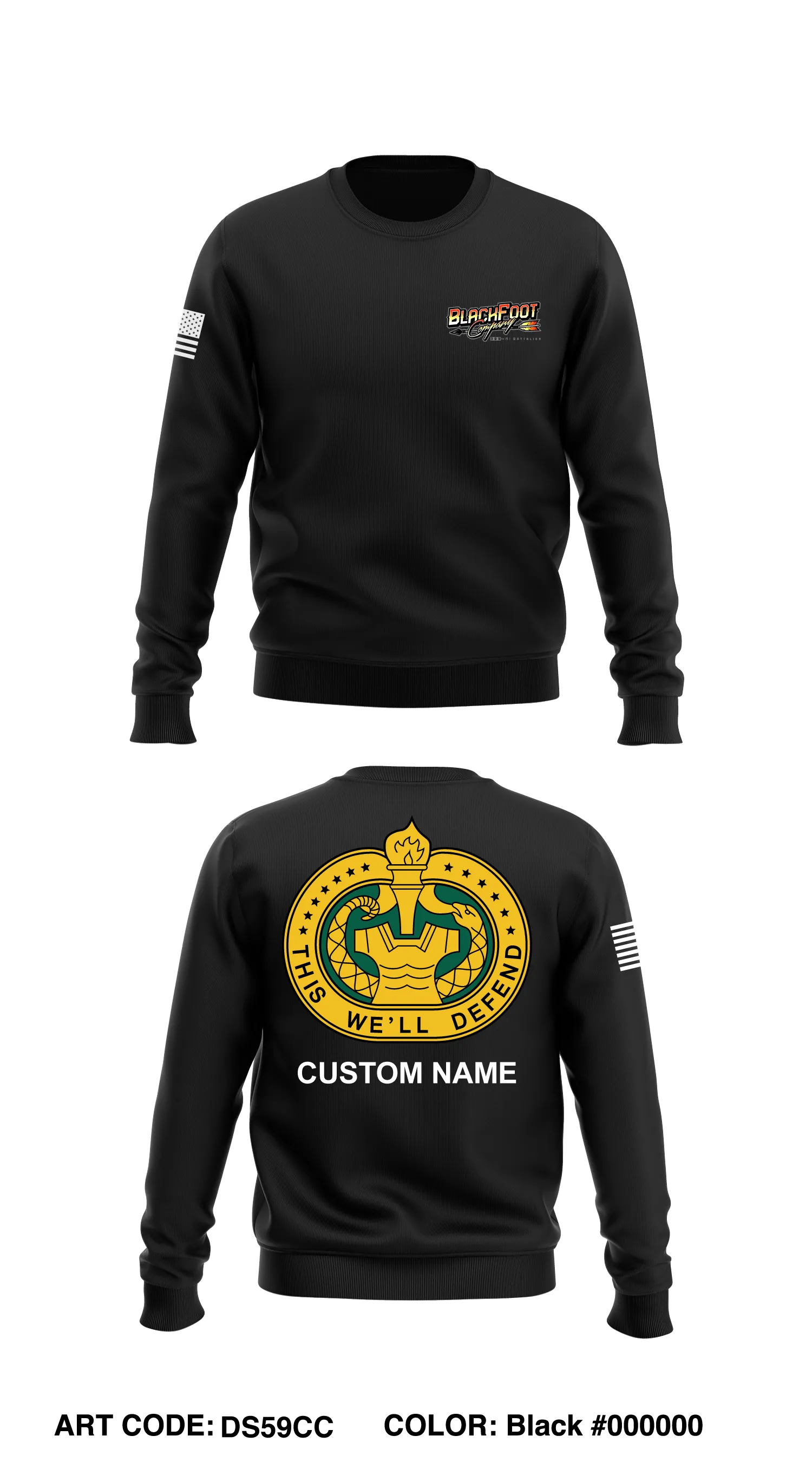 CUSTOM B Co 309th MI BN DS Core Men's Crewneck Performance Sweatshirt - DS59CC