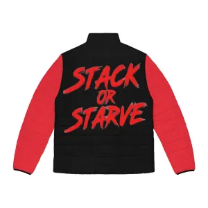Custom Drips Stack or Starve Men's Puffer Jacket