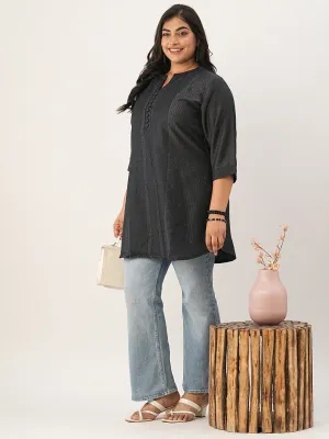 Dark Grey Ethnic Wear Chanderi Silk Straight Tunics for Ladies - Zola
