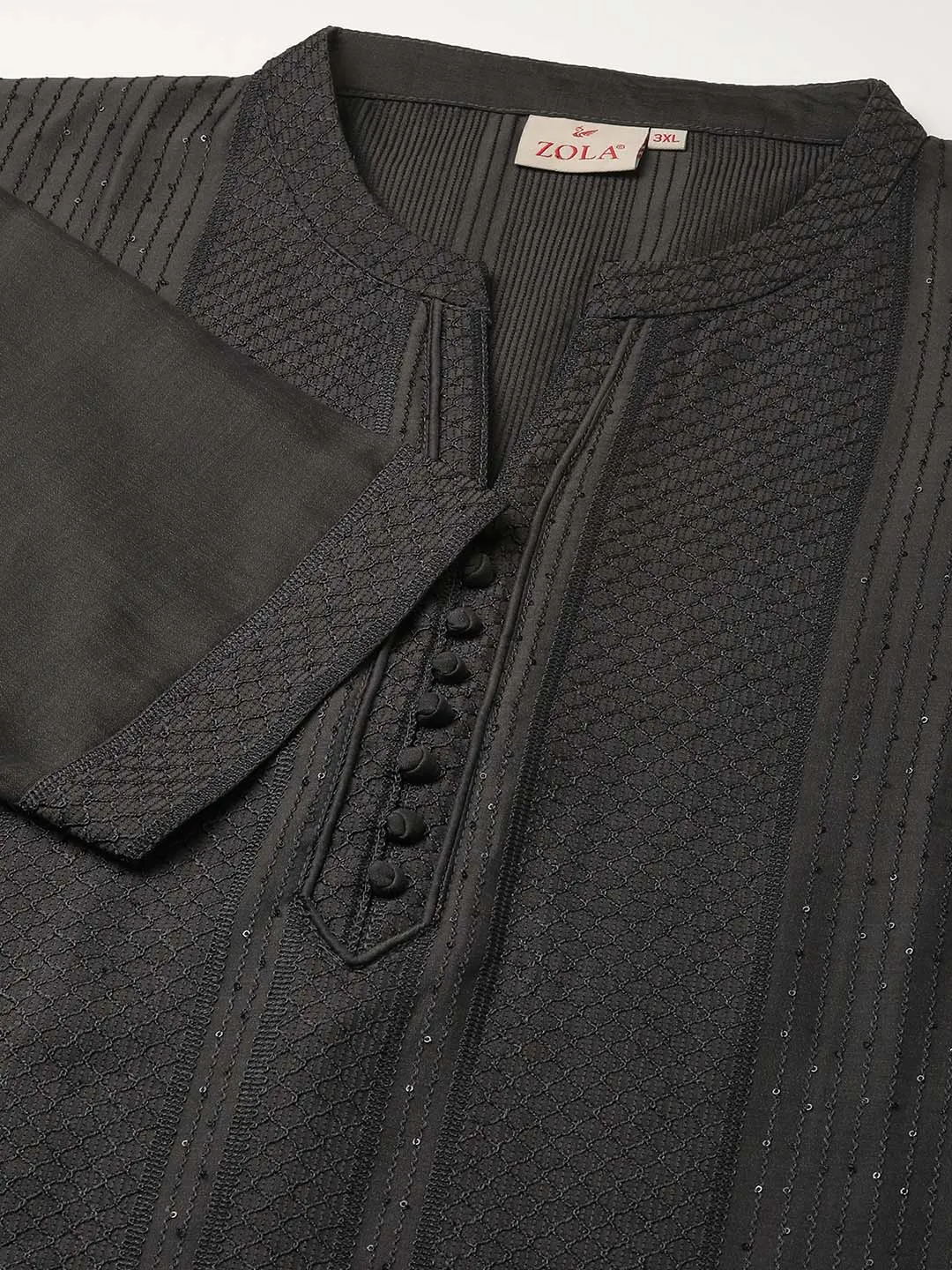 Dark Grey Ethnic Wear Chanderi Silk Straight Tunics for Ladies - Zola