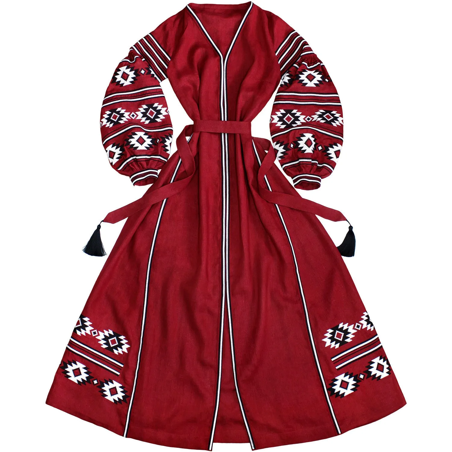 Dark red Boho style kaftan