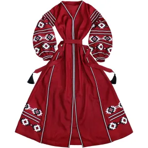 Dark red Boho style kaftan