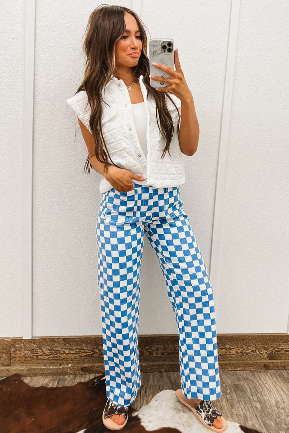 Demi Blue Checkered Pants
