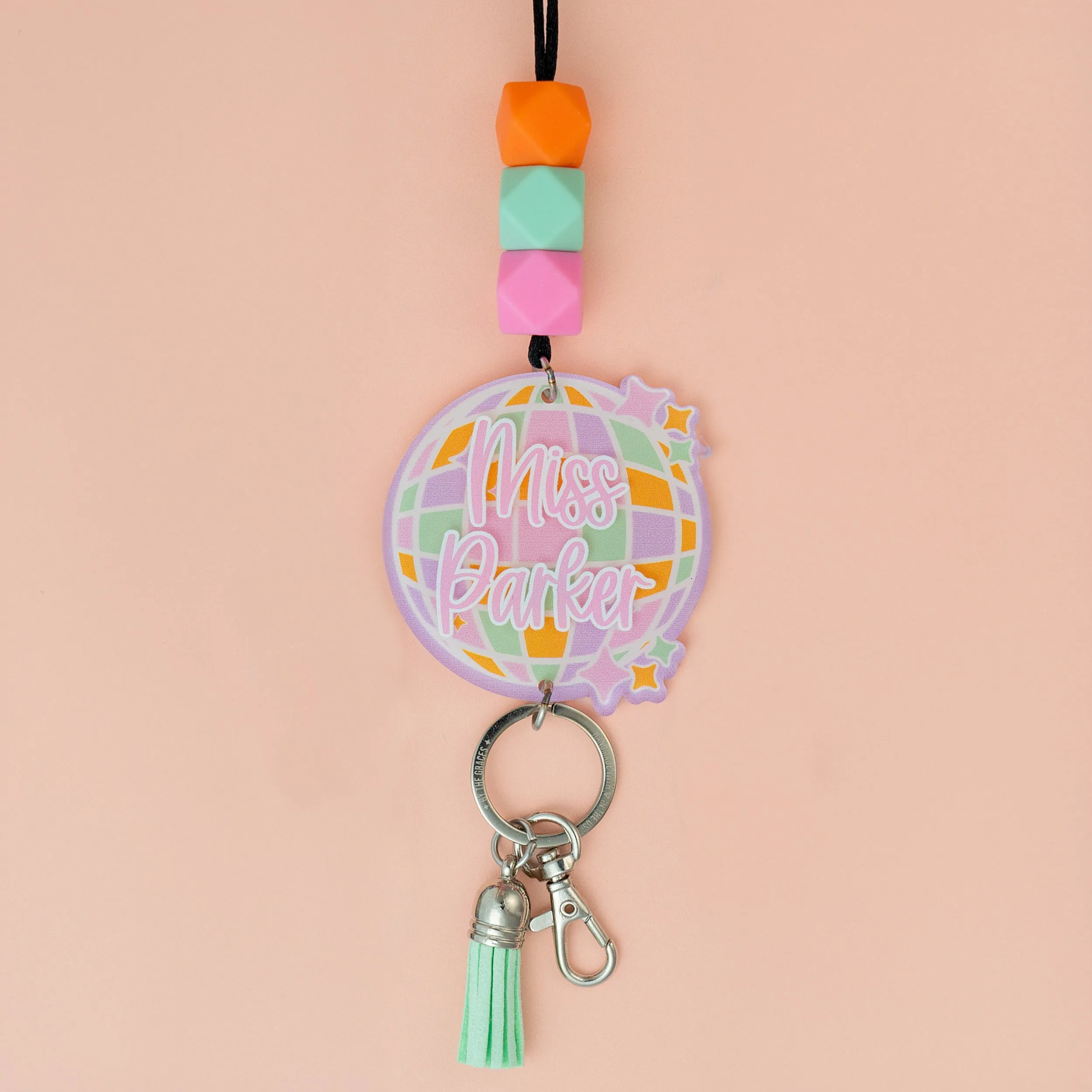 Disco Party Printed Shape Acrylic Lanyard