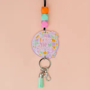 Disco Party Printed Shape Acrylic Lanyard