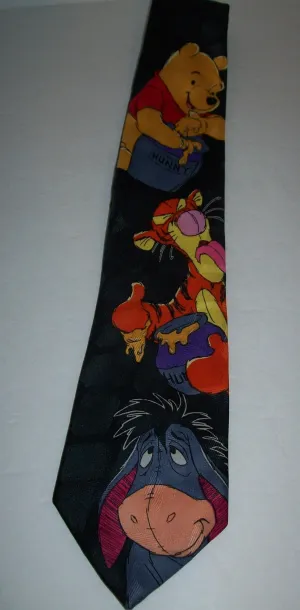 Disney Black Winnie The Pooh Men's Necktie