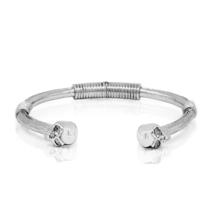 Double Skull Bangle - Steel