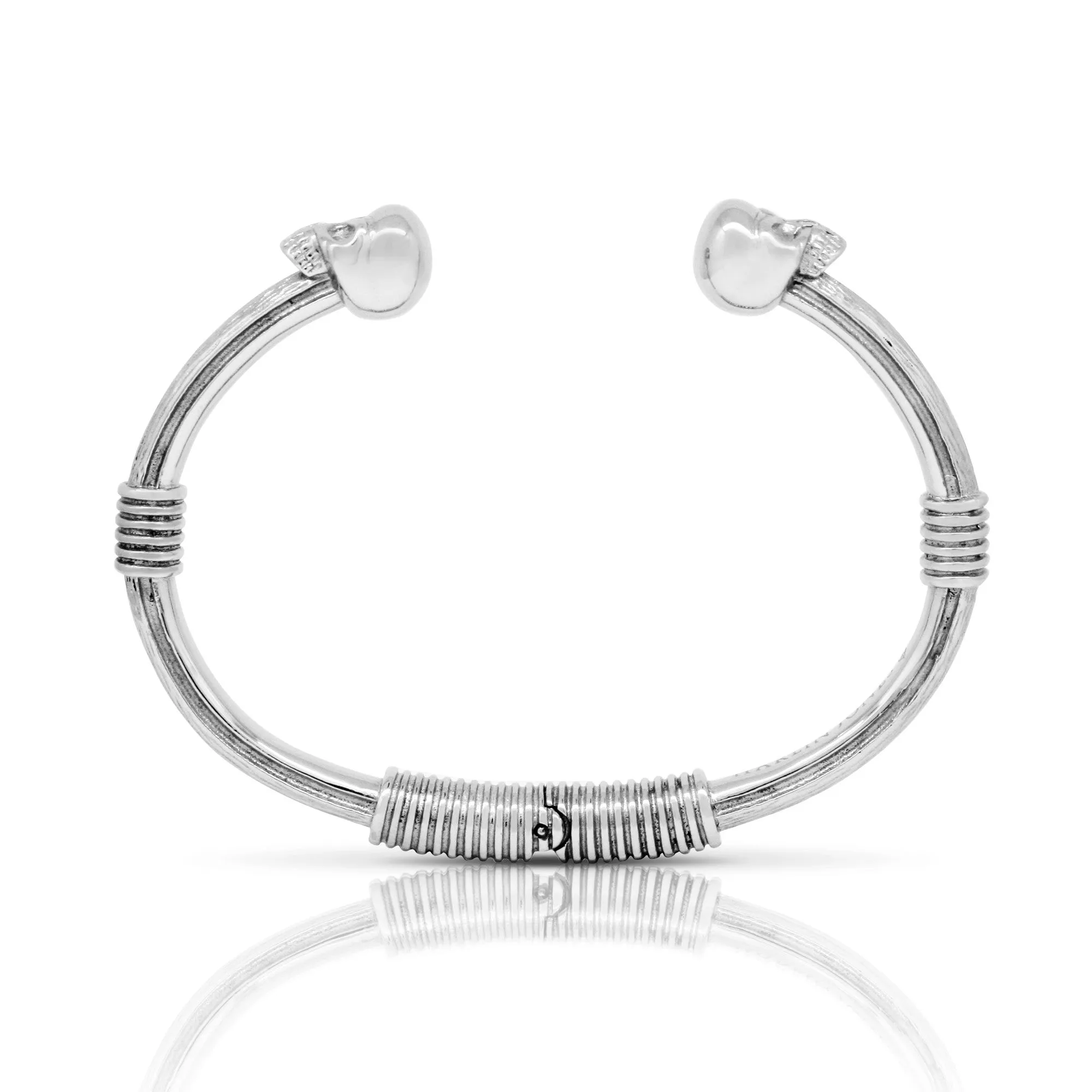 Double Skull Bangle - Steel