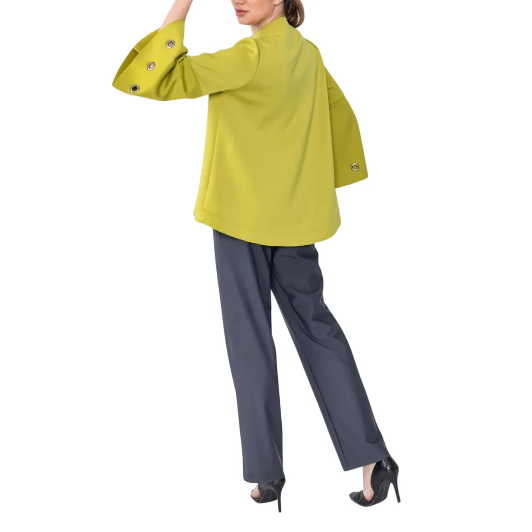 Eyelet Bell Sleeve One Button Jacket