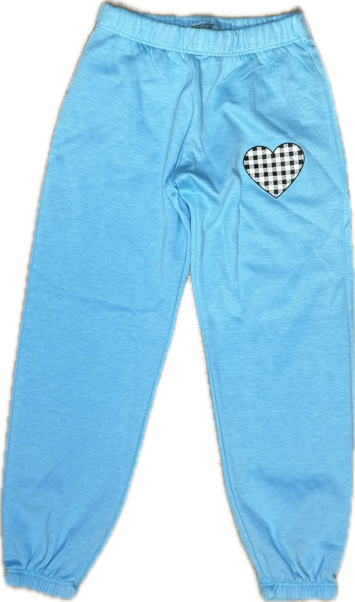 FIREHOUSE- Checkered Heart Sweatpants (bright aqua)