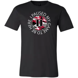 Funny I Paused My Game To Be Here Video Game Gamer Red Camo Unisex Jersey Short-Sleeve T-Shirt