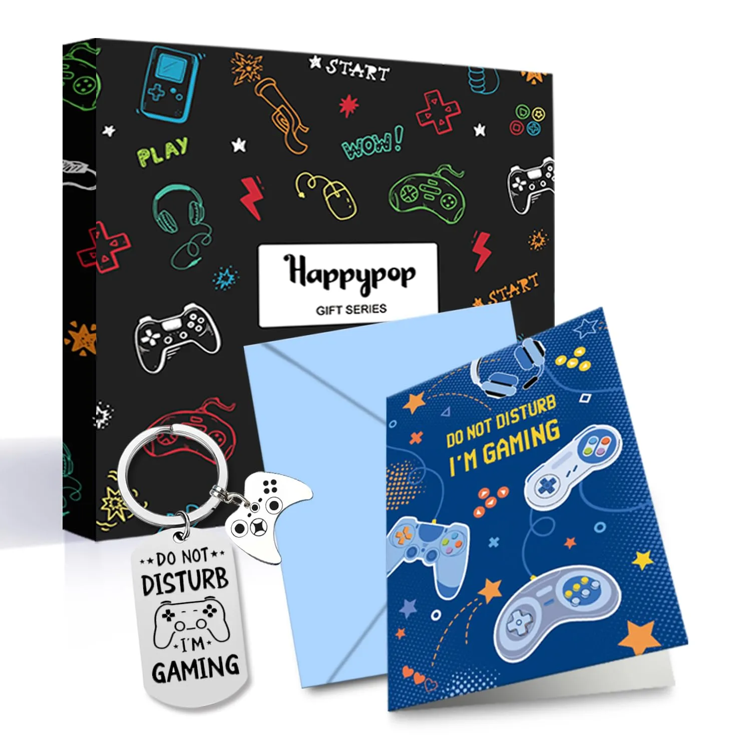 Gamer Gifts Teen Boys Men - Novelty Gamer Socks For Men Women, Gaming Gamer Socks Video Game Socks with Greeting Card and Keychain