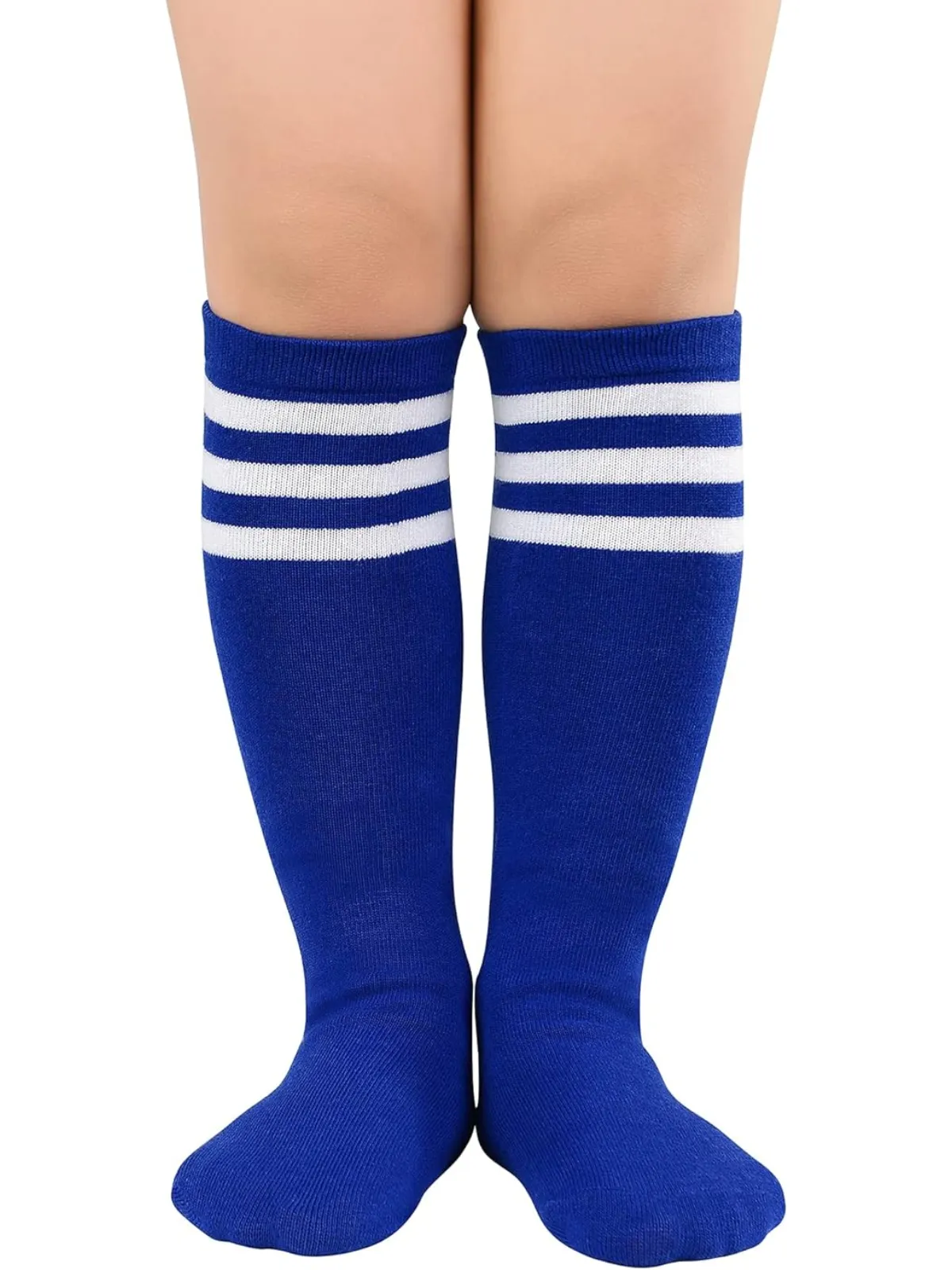 Girls Striped Cotton Knee-High Socks