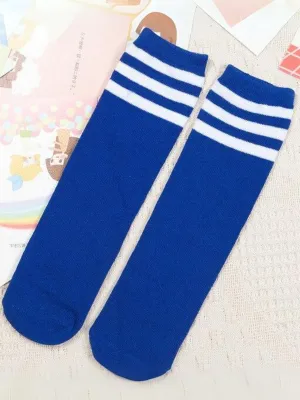 Girls Striped Cotton Knee-High Socks