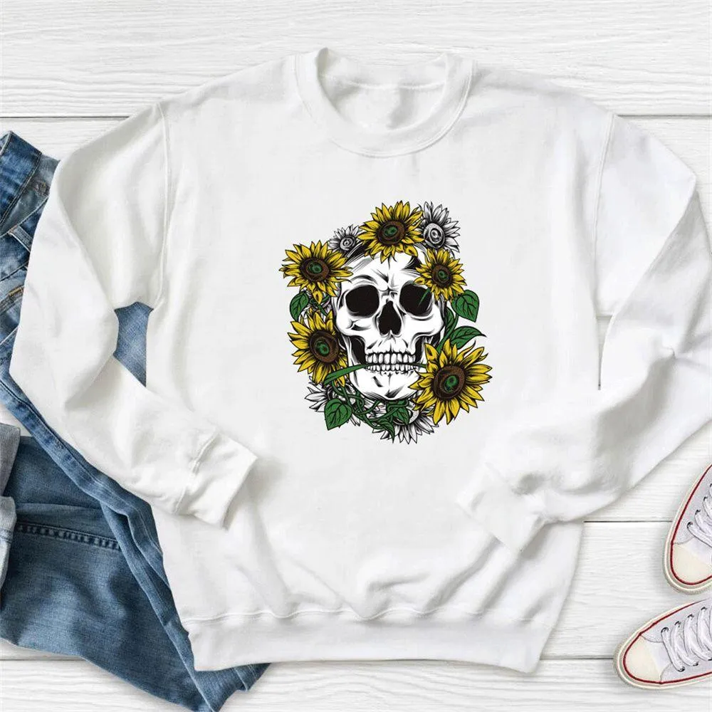 Graphic long Sleeve Shirts The Flowers And Skull