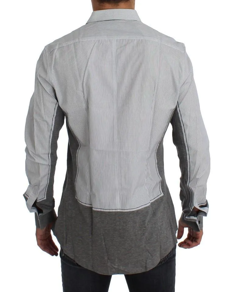 Gray Striped Slim Fit GOLD Casual Shirt