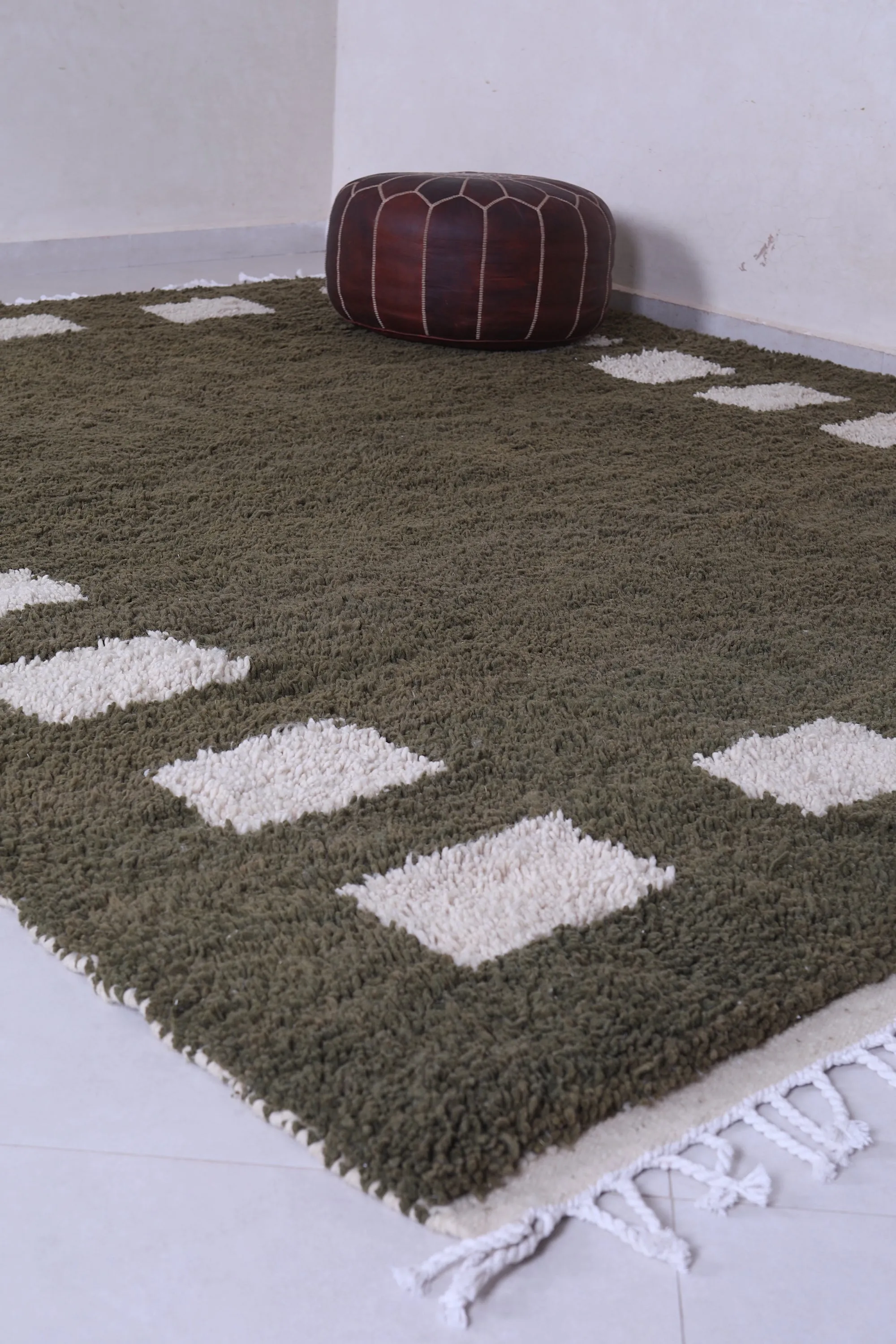 Green checkered rug - Custom Moroccan rug - wool berber rug