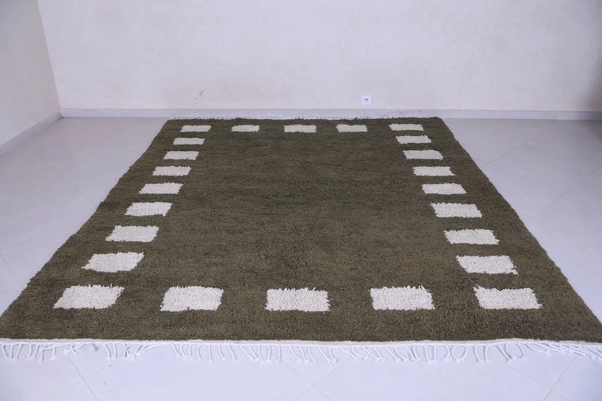 Green checkered rug - Custom Moroccan rug - wool berber rug