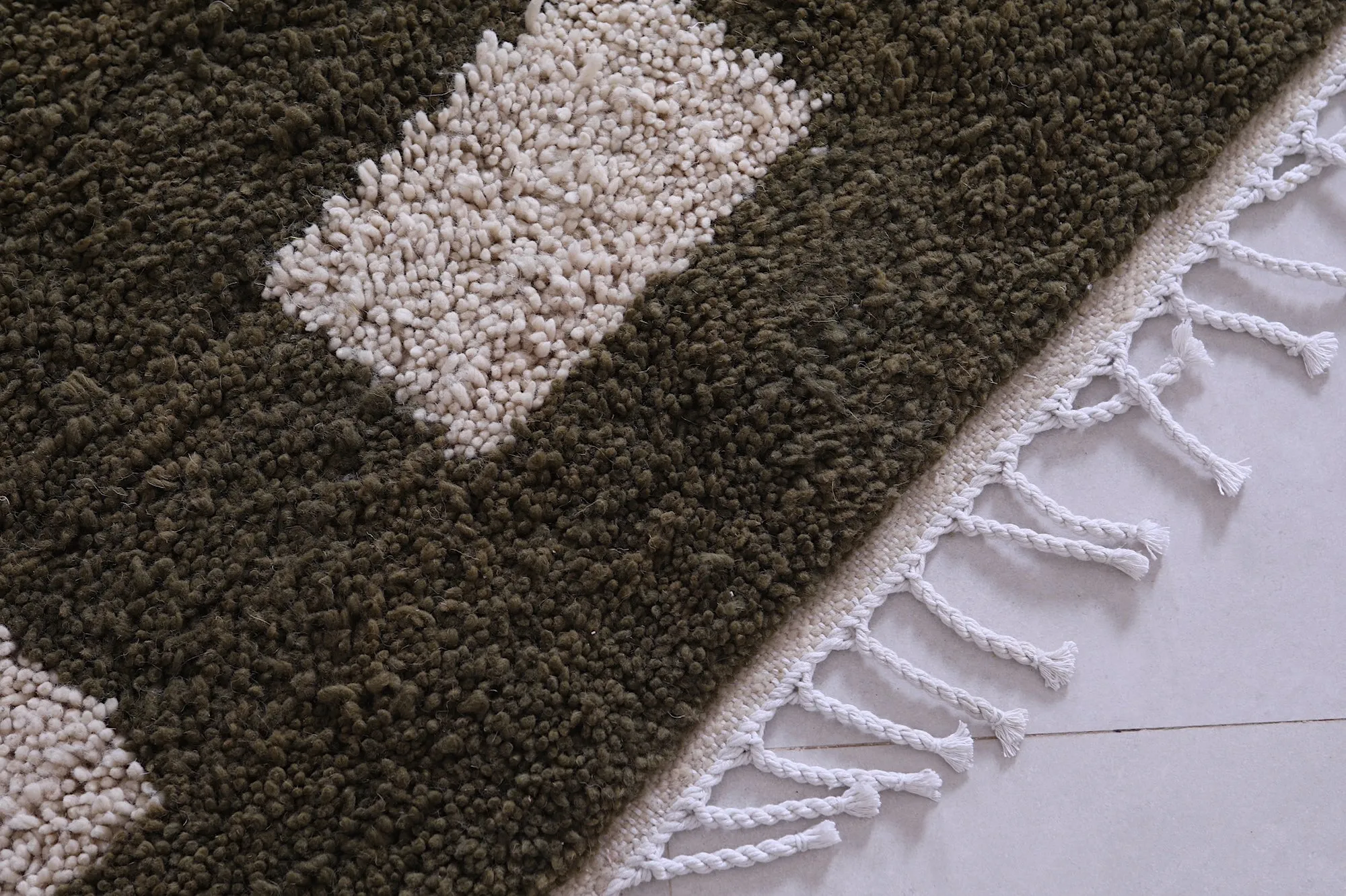 Green checkered rug - Custom Moroccan rug - wool berber rug