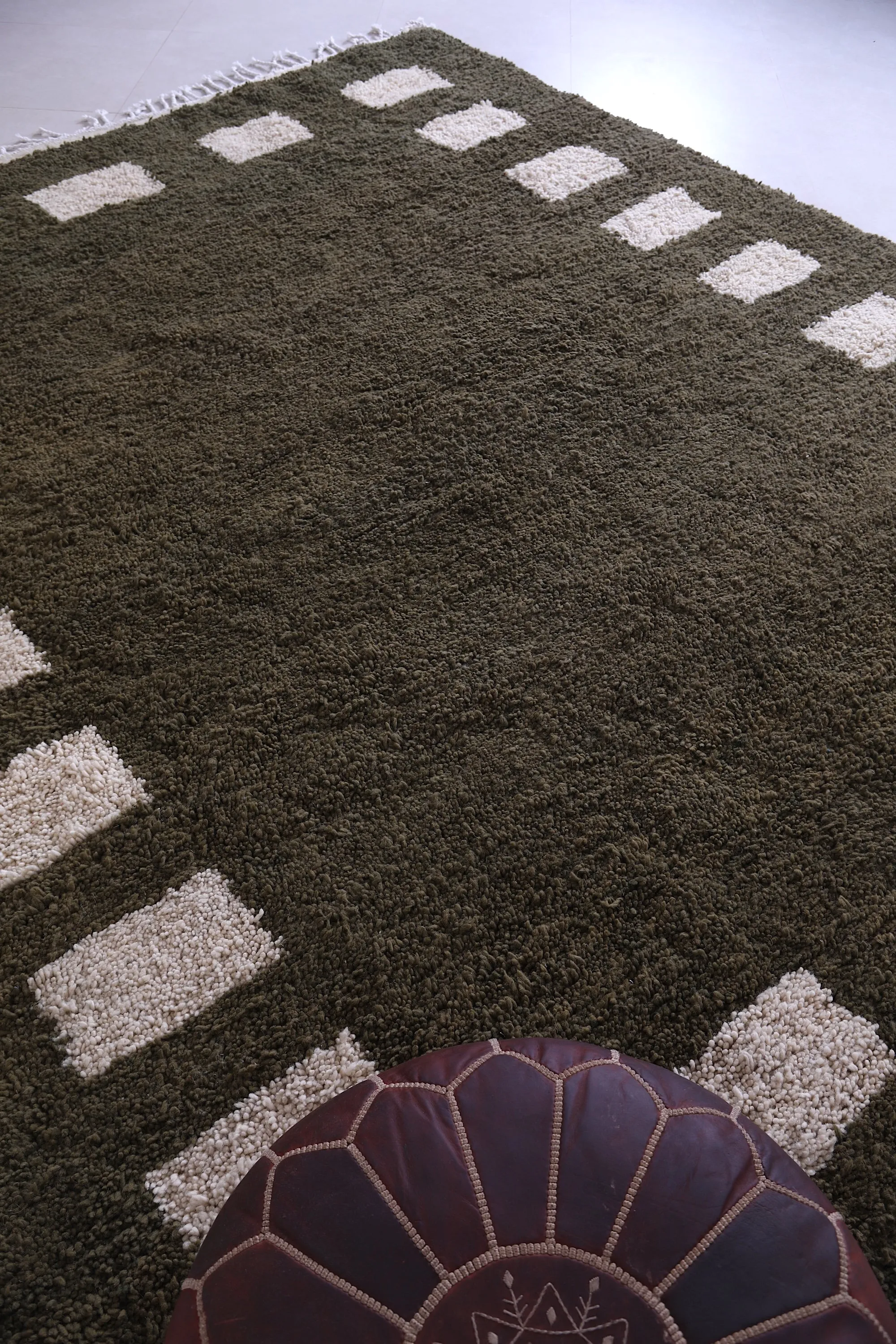 Green checkered rug - Custom Moroccan rug - wool berber rug