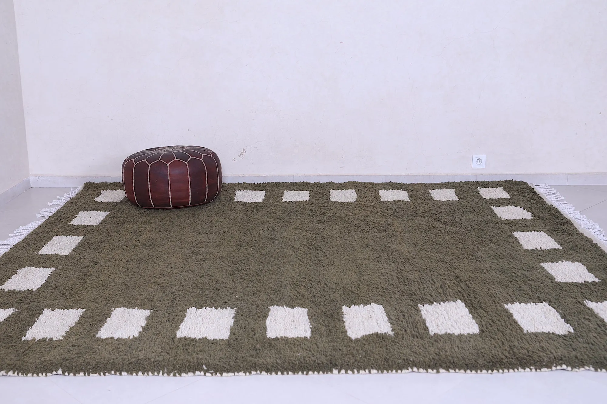Green checkered rug - Custom Moroccan rug - wool berber rug