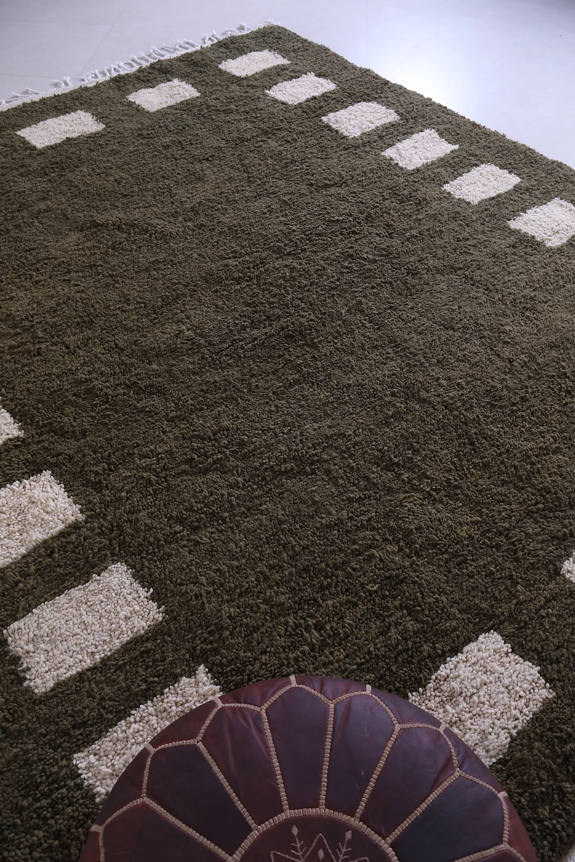 Green checkered rug - Custom Moroccan rug - wool berber rug