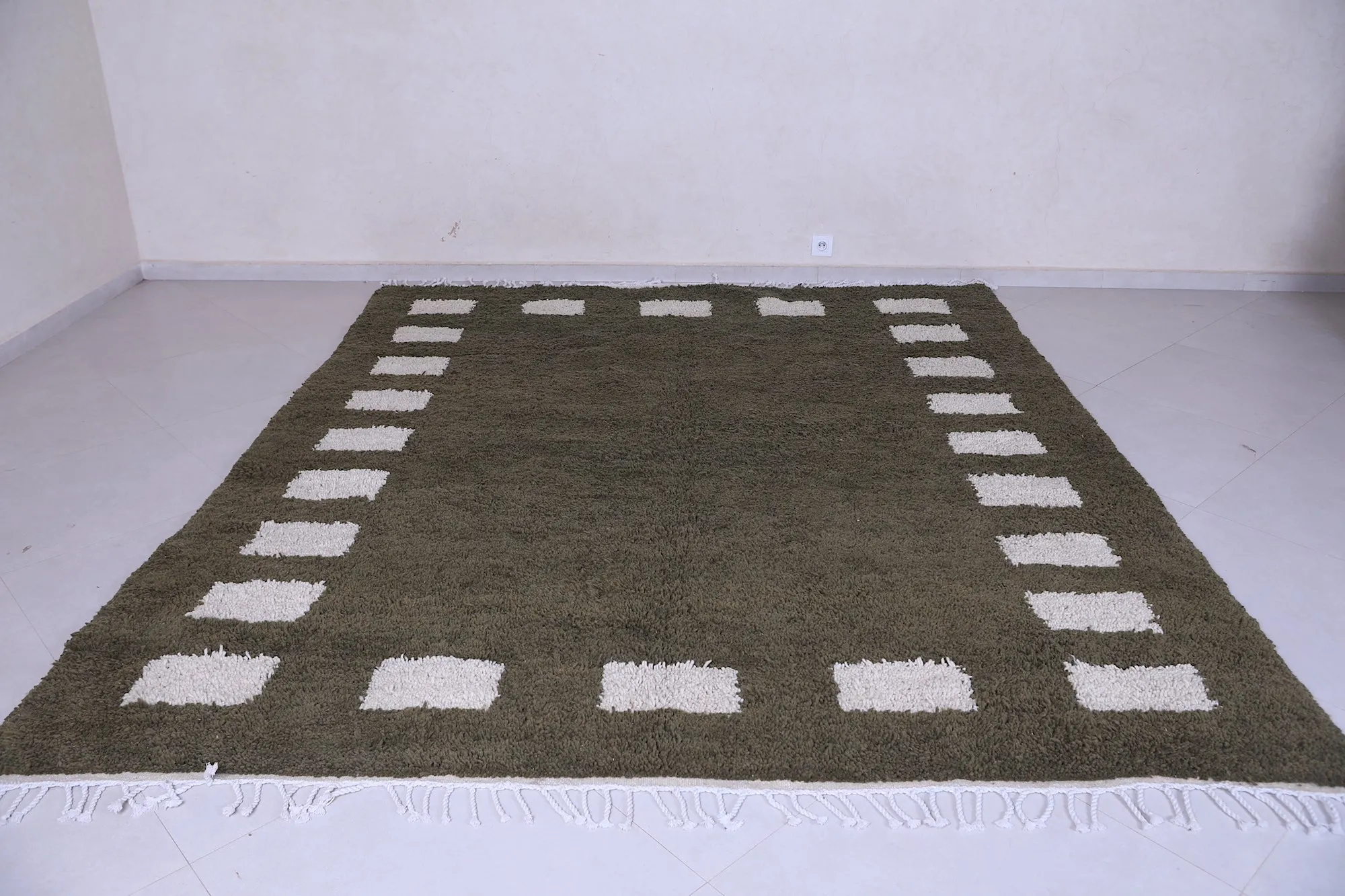 Green checkered rug - Custom Moroccan rug - wool berber rug