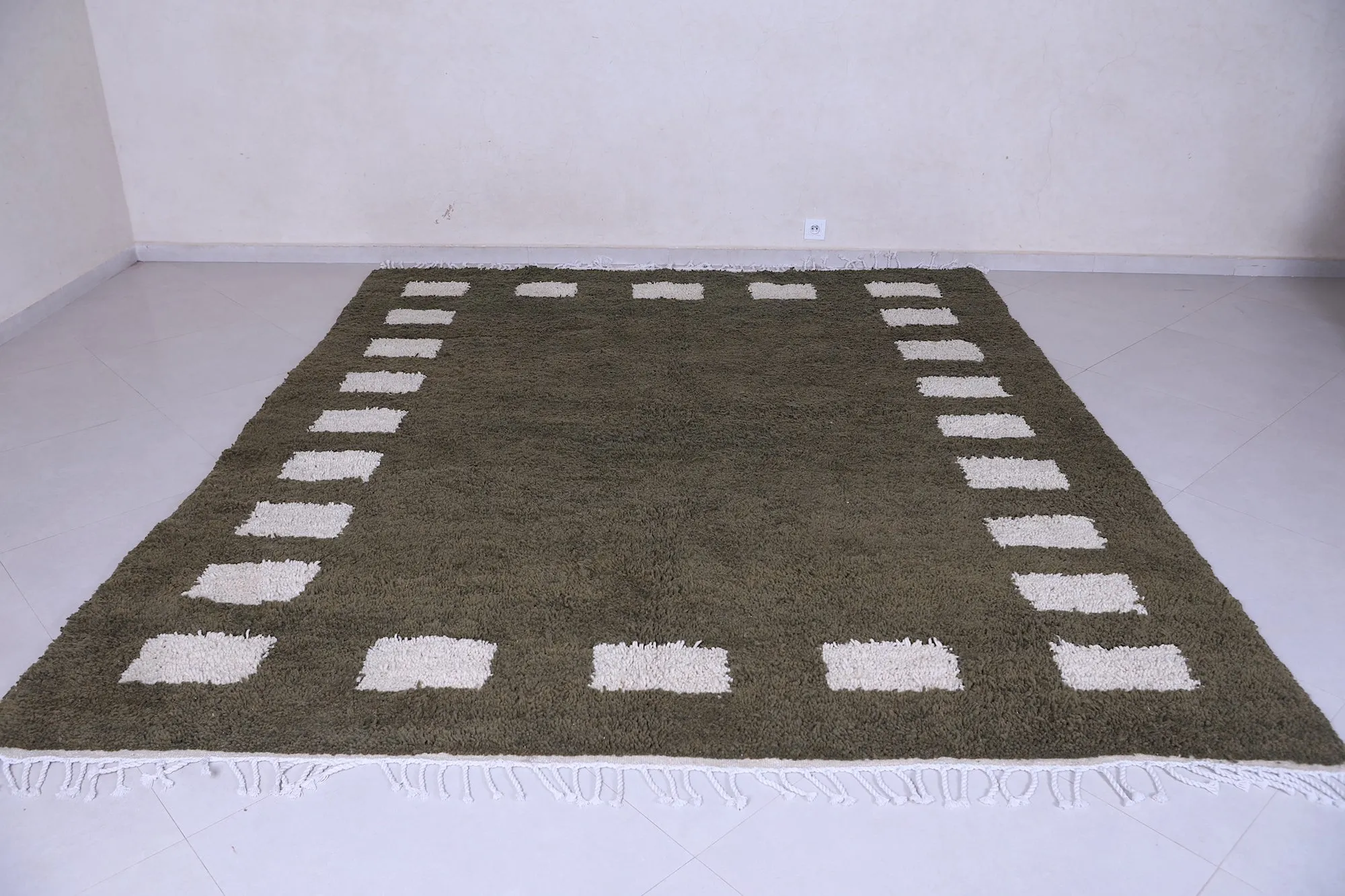 Green checkered rug - Custom Moroccan rug - wool berber rug