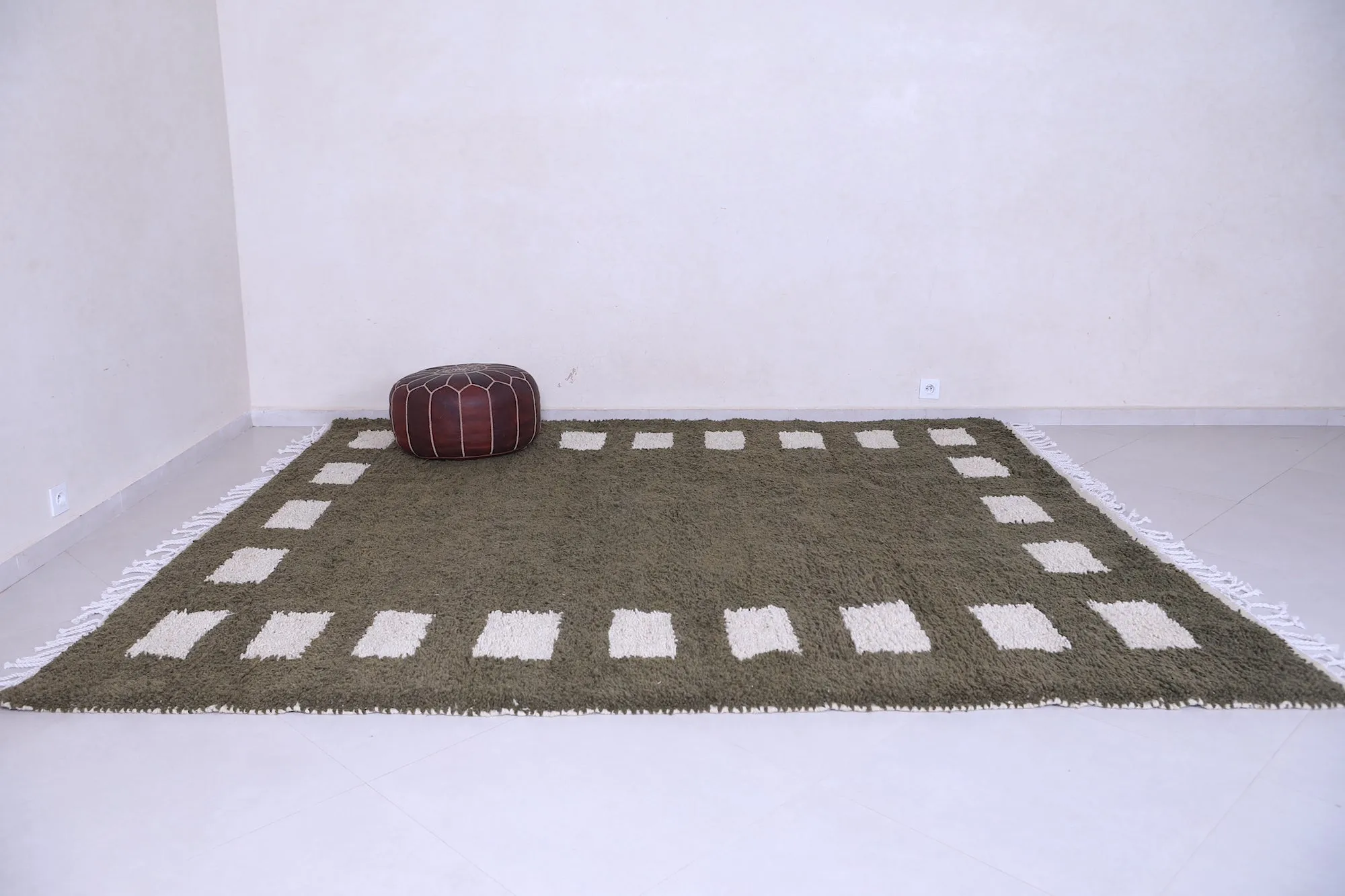Green checkered rug - Custom Moroccan rug - wool berber rug