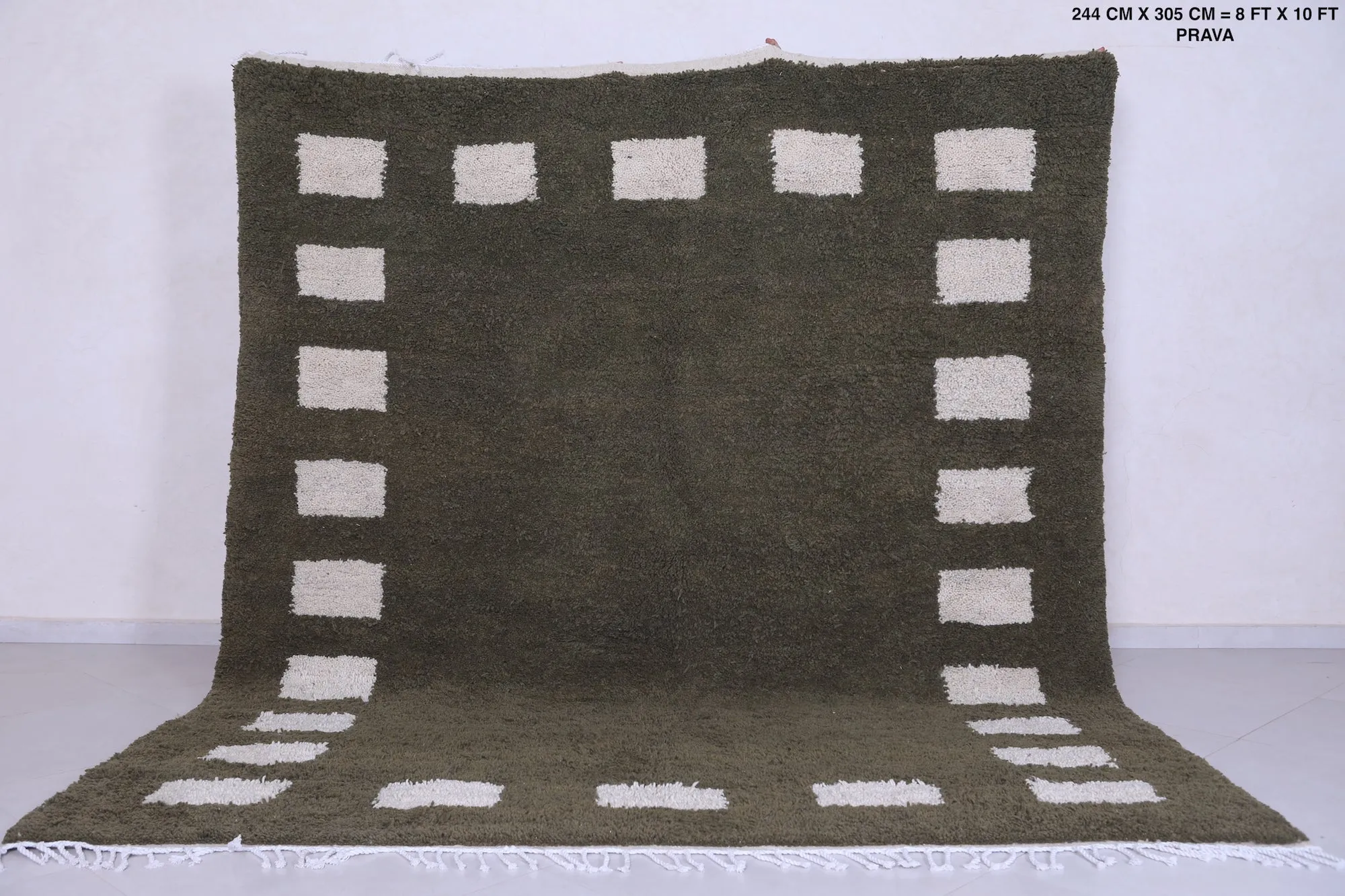 Green checkered rug - Custom Moroccan rug - wool berber rug