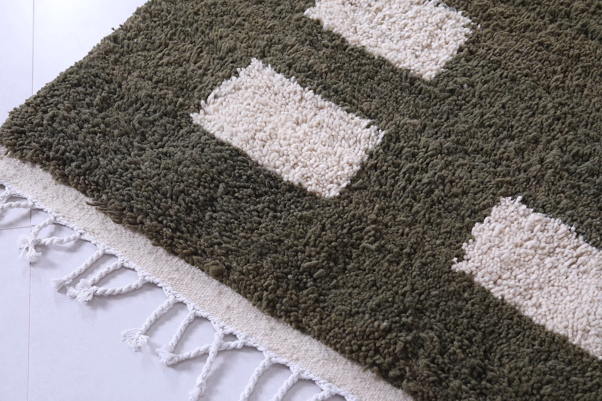 Green checkered rug - Custom Moroccan rug - wool berber rug