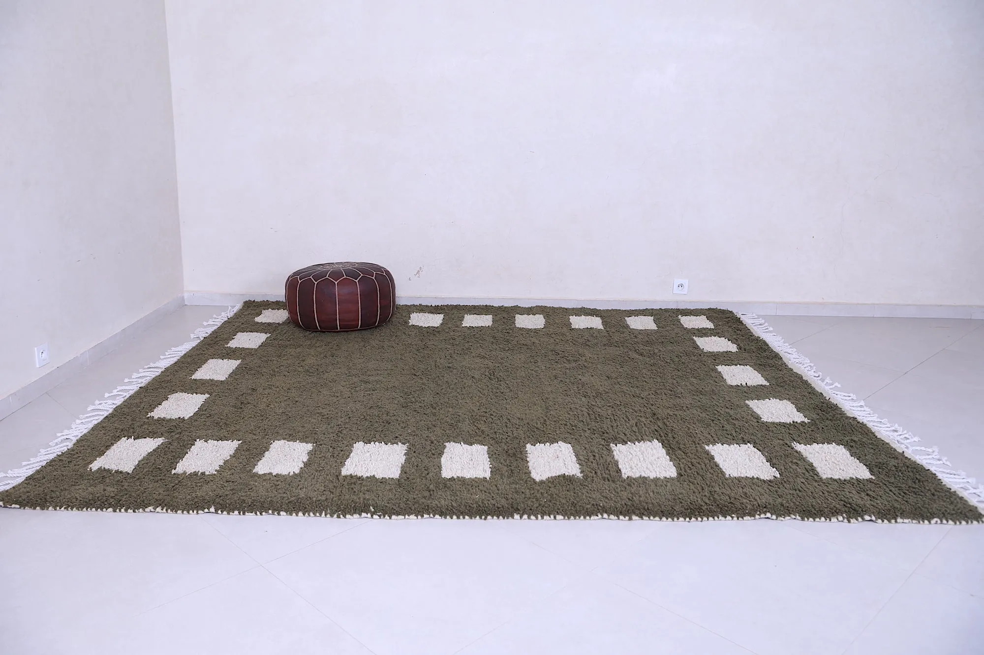 Green checkered rug - Custom Moroccan rug - wool berber rug