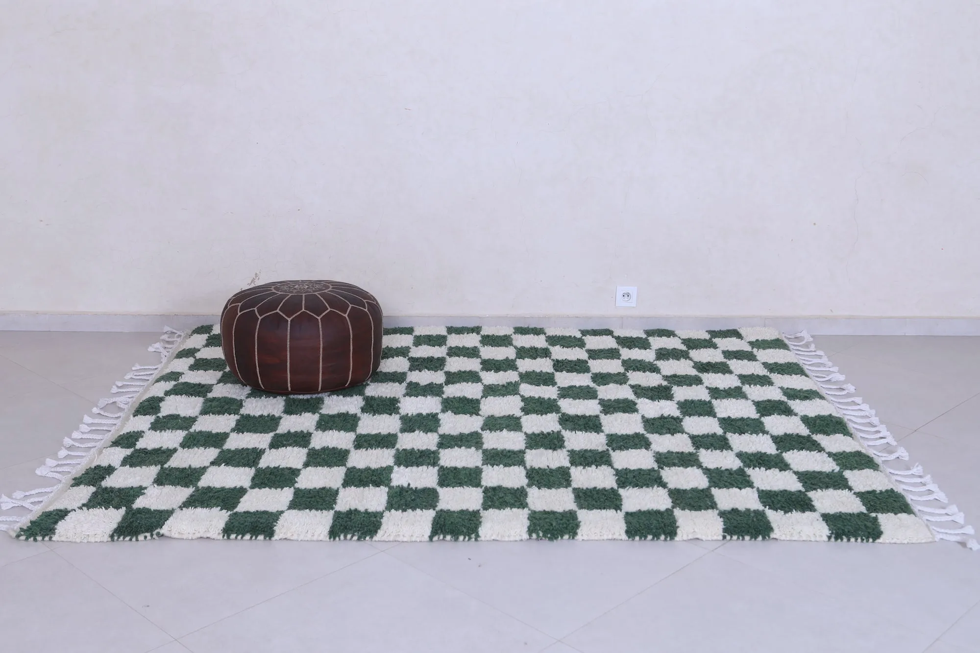 Green checkered rug - Moroccan checkered rug - Custom rug