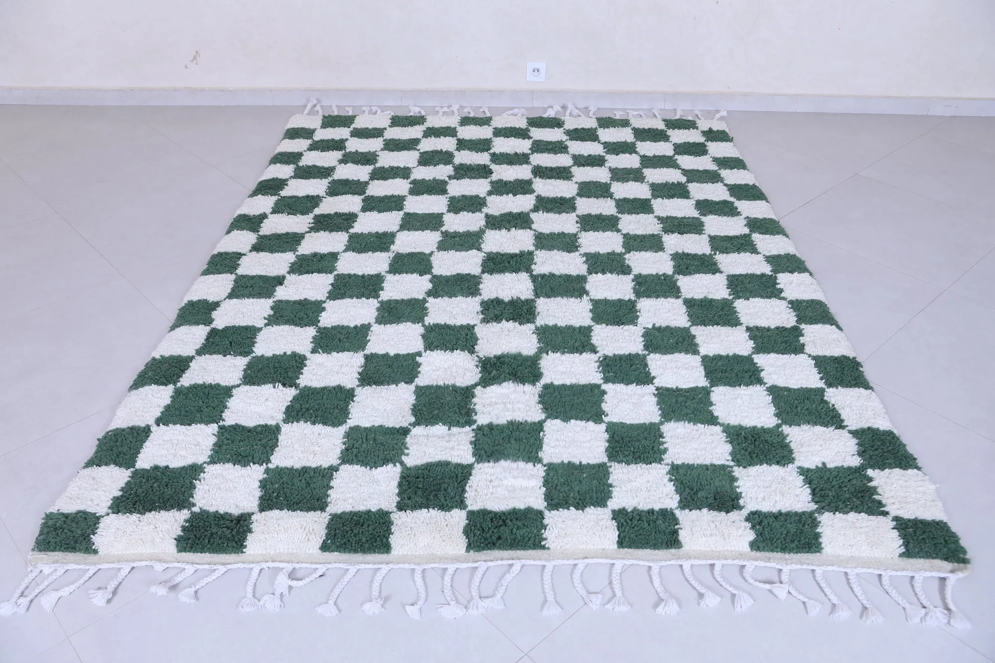 Green checkered rug - Moroccan checkered rug - Custom rug