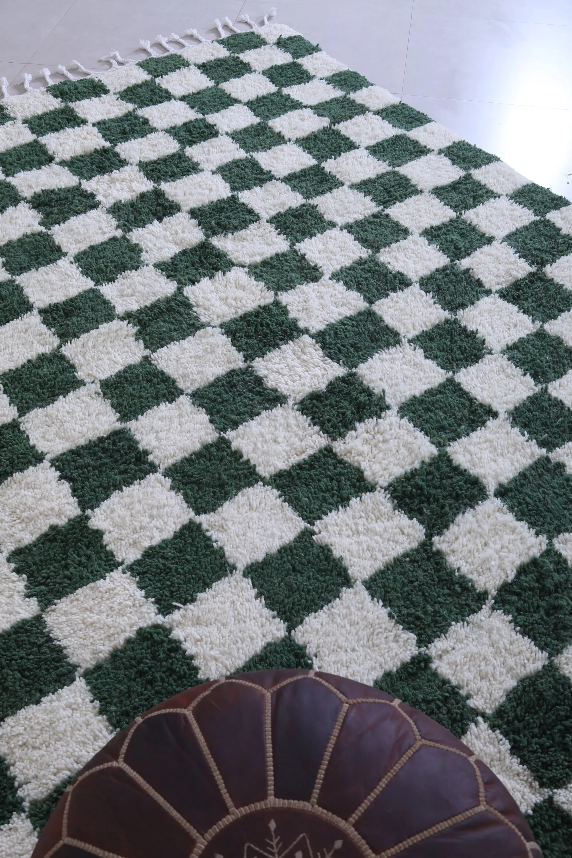 Green checkered rug - Moroccan checkered rug - Custom rug
