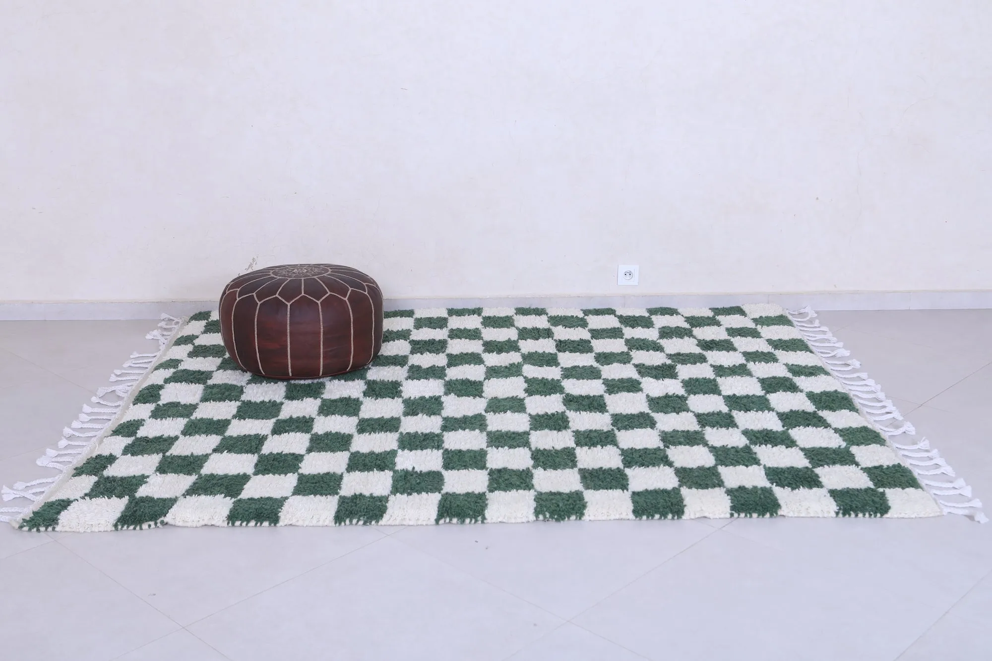 Green checkered rug - Moroccan checkered rug - Custom rug