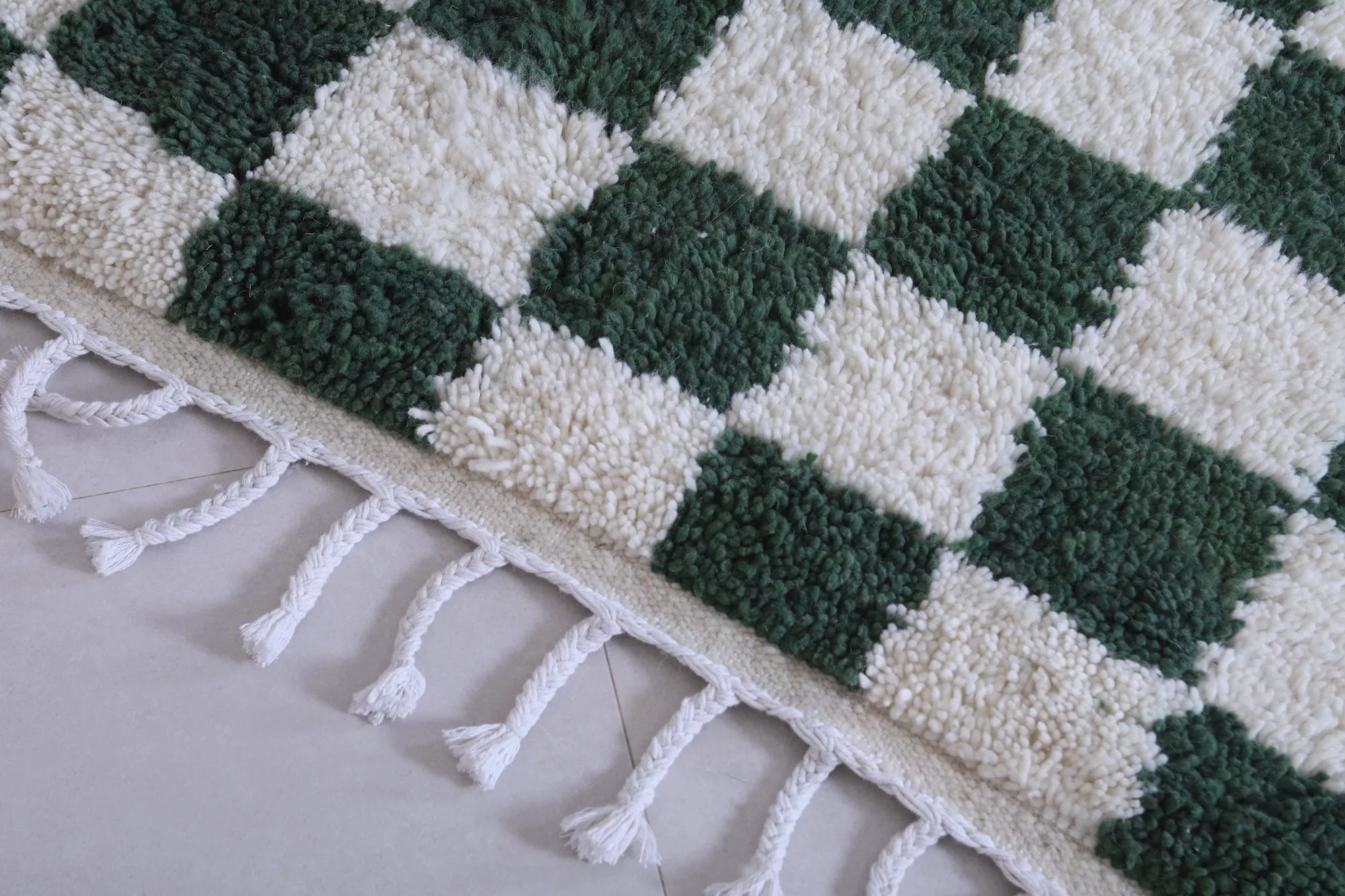 Green checkered rug - Moroccan checkered rug - Custom rug