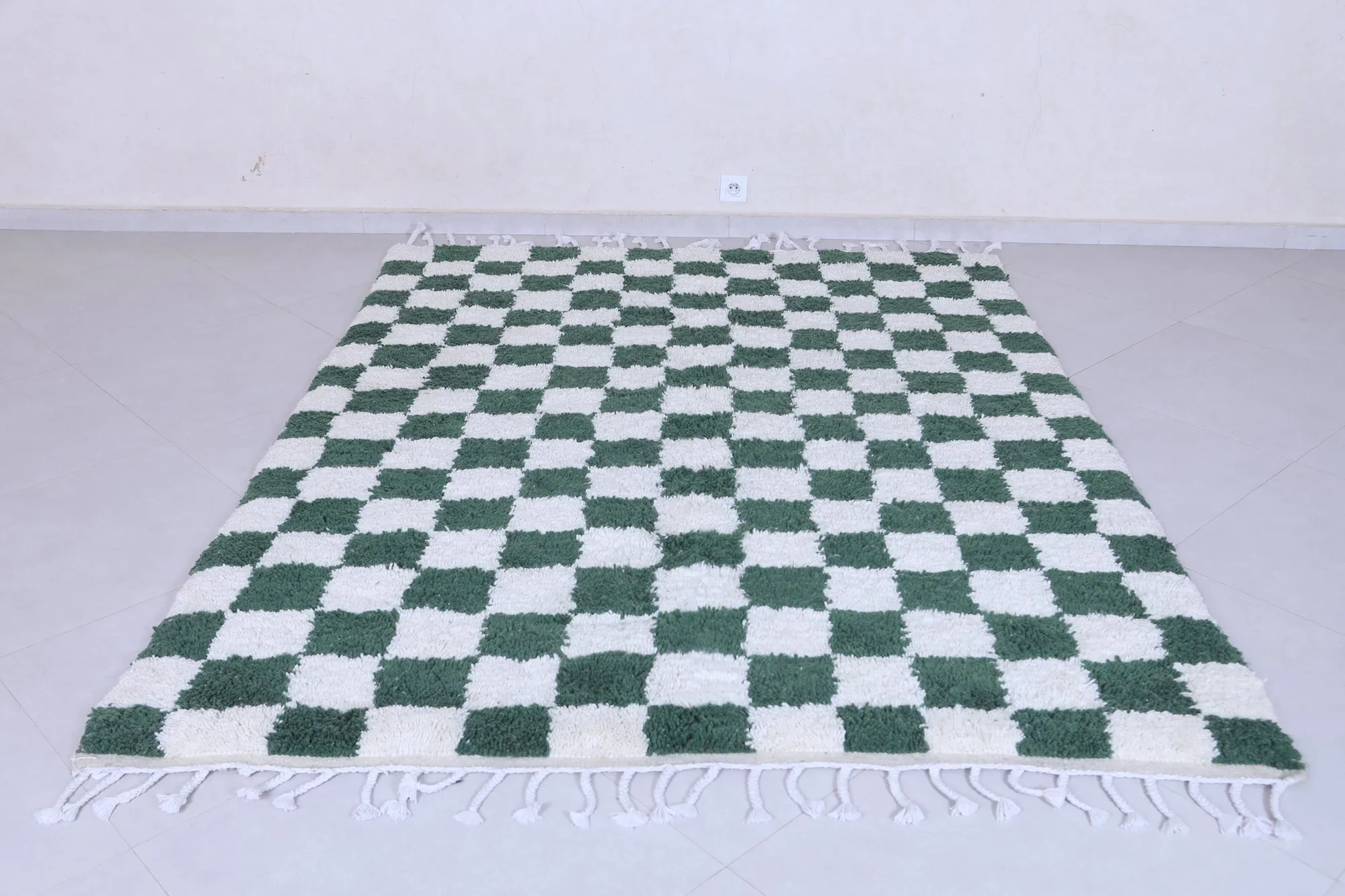 Green checkered rug - Moroccan checkered rug - Custom rug