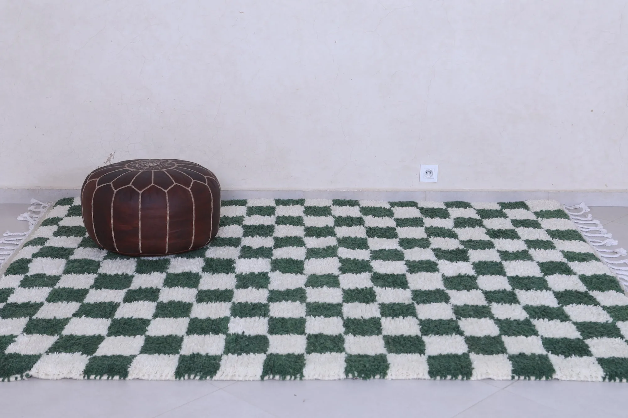 Green checkered rug - Moroccan checkered rug - Custom rug