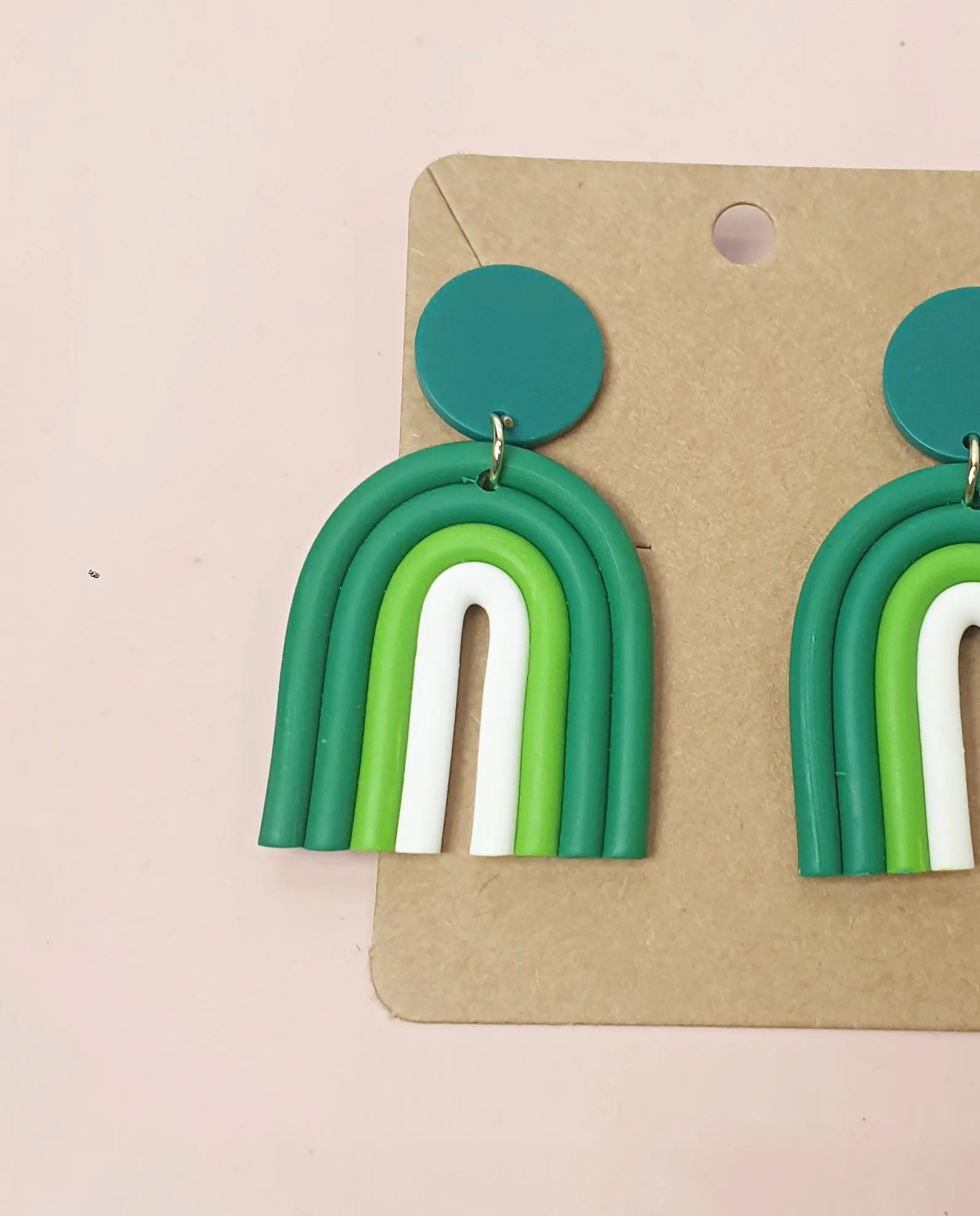 Green rainbow style drop earrings