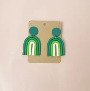 Green rainbow style drop earrings